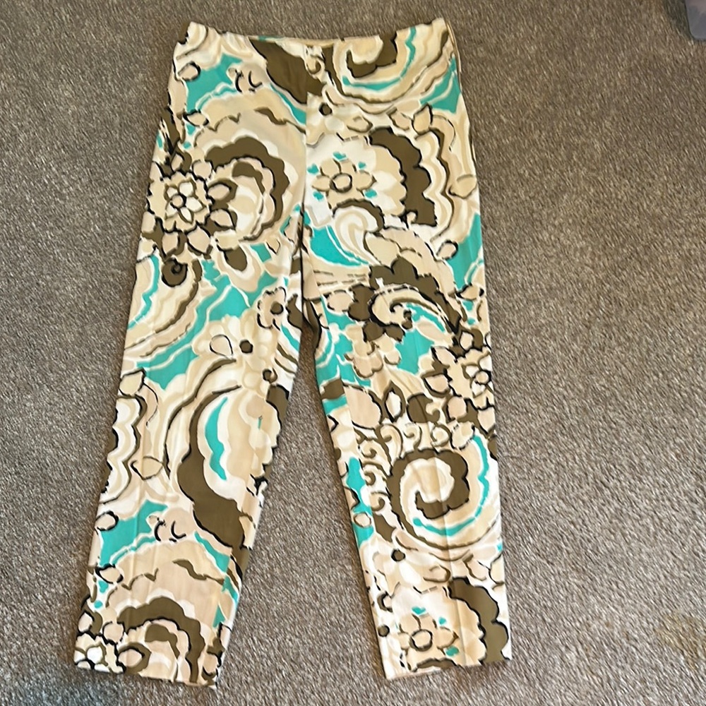 St. John Floral Patterned Silk Pants